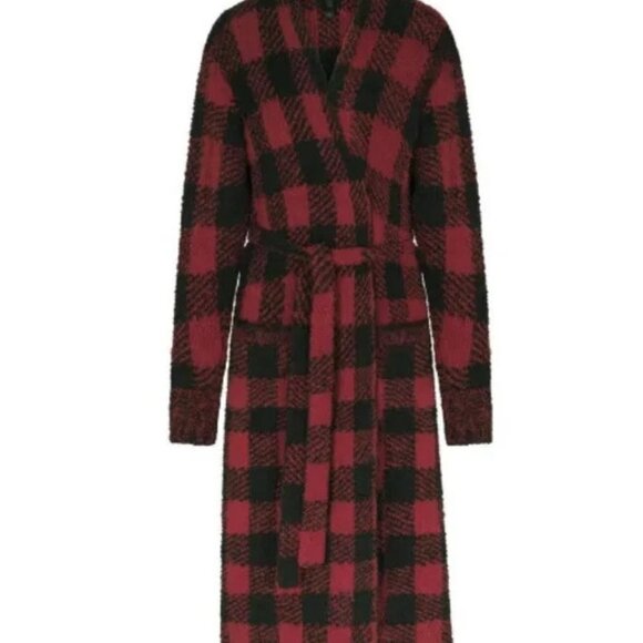SKIMS Red and Black Plaid Robe - Picture 5 of 7